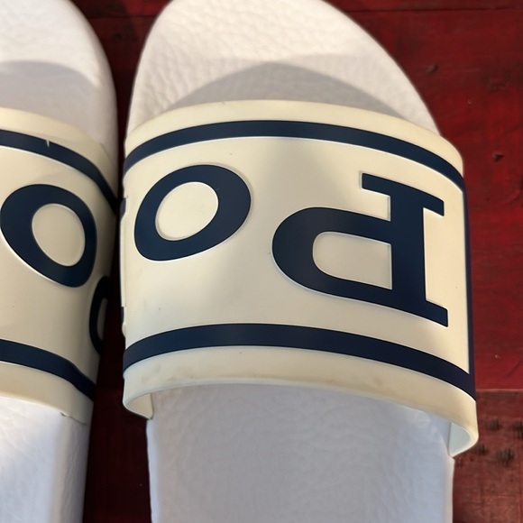 POLO Ralph Lauren Logo Slides White Blue Men’s Sz. 13 - Picture 8 of 9